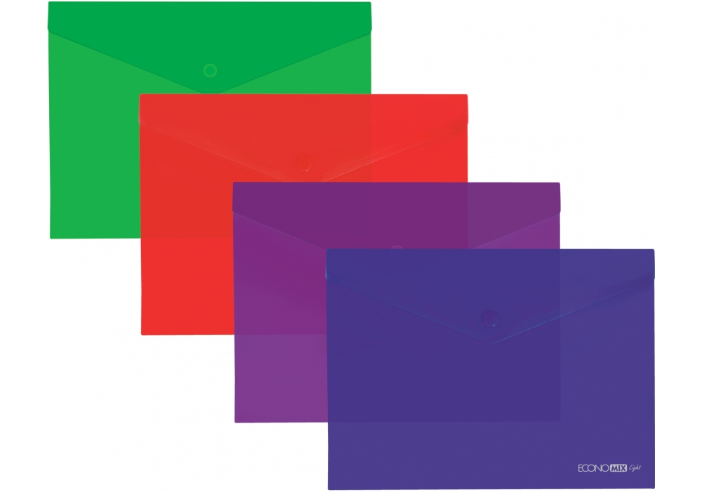 Папка на кнопці ECONOMIX А4 Light, асорті (E38301)